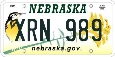 NE license plate XRN989