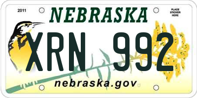 NE license plate XRN992
