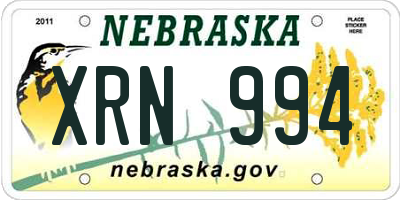 NE license plate XRN994