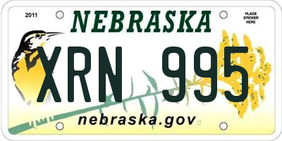 NE license plate XRN995
