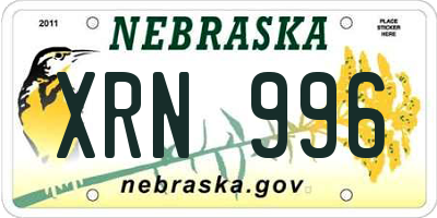 NE license plate XRN996