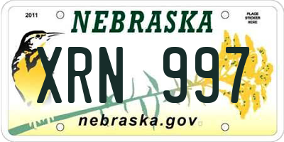 NE license plate XRN997