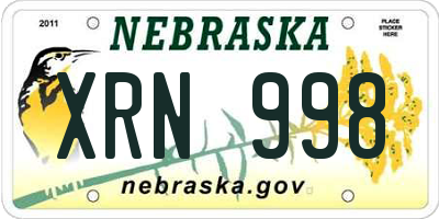 NE license plate XRN998