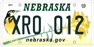 NE license plate XRO012