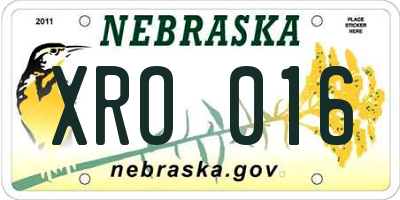 NE license plate XRO016