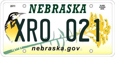 NE license plate XRO021