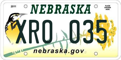 NE license plate XRO035