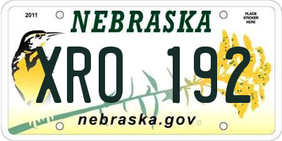 NE license plate XRO192