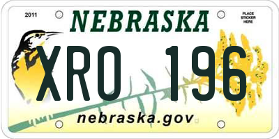 NE license plate XRO196