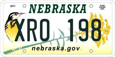 NE license plate XRO198