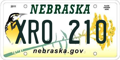 NE license plate XRO210