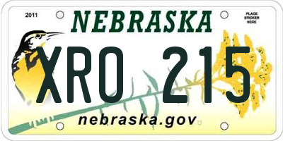 NE license plate XRO215