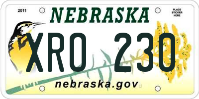 NE license plate XRO230