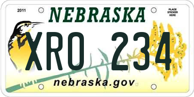 NE license plate XRO234