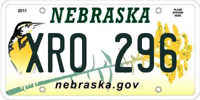 NE license plate XRO296