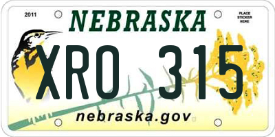 NE license plate XRO315