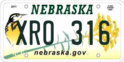 NE license plate XRO316