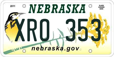 NE license plate XRO353