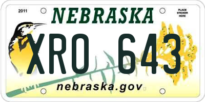 NE license plate XRO643