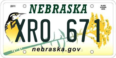 NE license plate XRO671