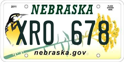 NE license plate XRO678