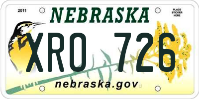 NE license plate XRO726