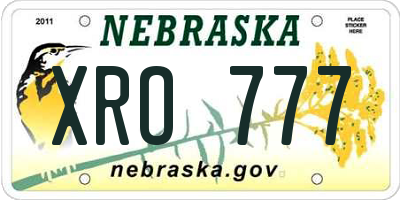 NE license plate XRO777
