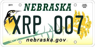 NE license plate XRP007