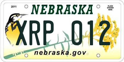 NE license plate XRP012