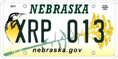 NE license plate XRP013