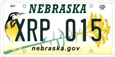 NE license plate XRP015