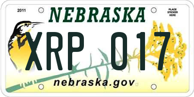 NE license plate XRP017