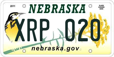 NE license plate XRP020