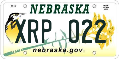 NE license plate XRP022