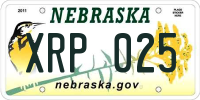 NE license plate XRP025