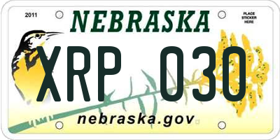 NE license plate XRP030
