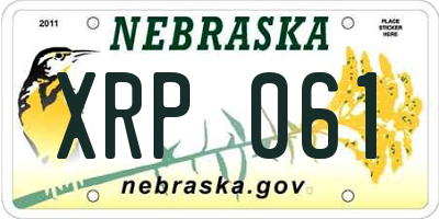 NE license plate XRP061