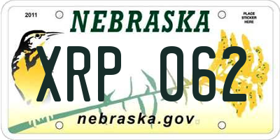 NE license plate XRP062