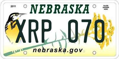 NE license plate XRP070