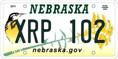 NE license plate XRP102