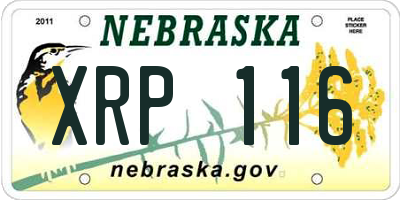 NE license plate XRP116