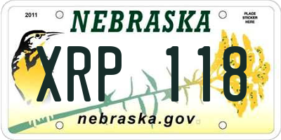 NE license plate XRP118