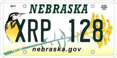 NE license plate XRP128