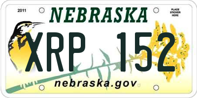 NE license plate XRP152