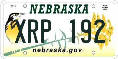NE license plate XRP192