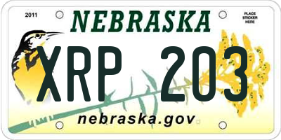 NE license plate XRP203