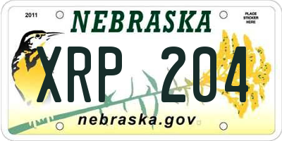 NE license plate XRP204