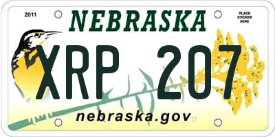 NE license plate XRP207