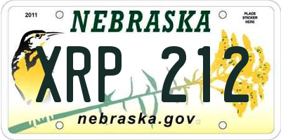 NE license plate XRP212