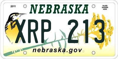 NE license plate XRP213